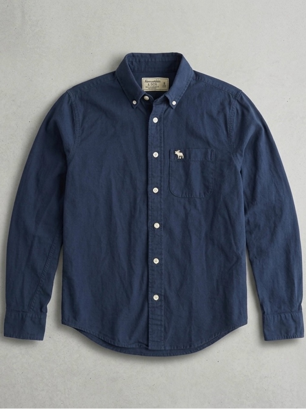 Abercrombie & Fitch Men's Dark Blue Button-Down Shirt
